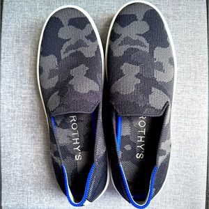 Rothys Original Slip On Sneaker Black  Gray Camo size 7.5